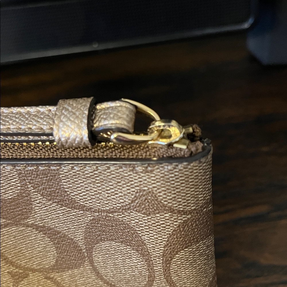 Coach Gold and Brown Signature Wristlet - Picture 4 of 8